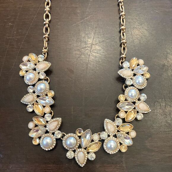 Flower Sparkly Statement Choker Necklace - Picture 1 of 7